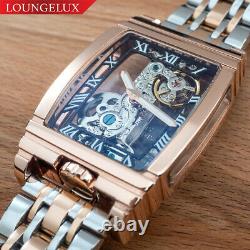 Mens Rose Gold Bridge Manual Mechanical Watch Stainless Steel DIASTERIA 1688B