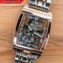 Mens Rose Gold Bridge Manual Mechanical Watch Stainless Steel DIASTERIA 1688B