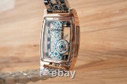 Mens Rose Gold Bridge Manual Mechanical Watch Stainless Steel DIASTERIA 1688B