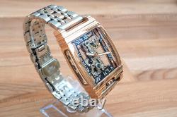 Mens Rose Gold Bridge Manual Mechanical Watch Stainless Steel DIASTERIA 1688B