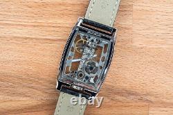 Mens Silver Bridge Manual Mechanical Watch Black Leather DIASTERIA 1688W