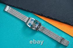 Mens Silver Bridge Manual Mechanical Watch Stainless Steel Mesh Strap