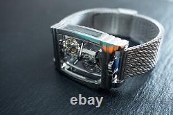 Mens Silver Bridge Manual Mechanical Watch Stainless Steel Mesh Strap