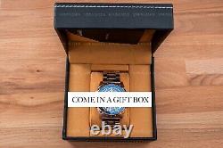 Mens Silver Bridge Manual Mechanical Watch Stainless Steel Mesh Strap