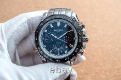 Mens Silver Chrome Black Automatic Mechanical Watch Luminous Stainless Steel