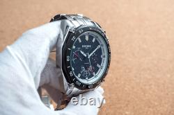 Mens Silver Chrome Black Automatic Mechanical Watch Luminous Stainless Steel