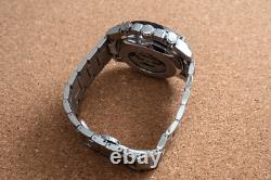 Mens Silver Chrome Black Automatic Mechanical Watch Luminous Stainless Steel