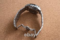 Mens Silver Chrome Black Automatic Mechanical Watch Luminous Stainless Steel