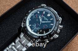 Mens Silver Chrome Black Automatic Mechanical Watch Luminous Stainless Steel