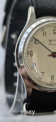 Mens Vintage SERVICES DIPLOMAT Military Style Mechanical Swiss Made Wristwatch