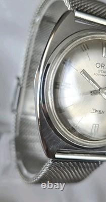 Mens Vintage Stainless Steel ORIS STAR TWEN Date 25 Jewels Automatic Wristwatch