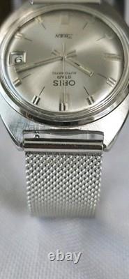 Mens Vintage Stainless Steel ORIS STAR TWEN Date 25 Jewels Automatic Wristwatch
