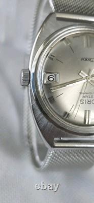 Mens Vintage Stainless Steel ORIS STAR TWEN Date 25 Jewels Automatic Wristwatch