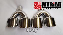 Mercedes AMG Golf R Exhaust Tail pipe Twin Exit Dual Tips Quad Stainless Chrome