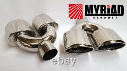 Mercedes AMG Golf R Exhaust Tail pipe Twin Exit Dual Tips Quad Stainless Chrome