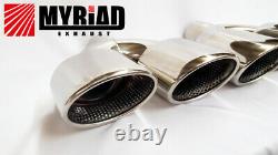 Mercedes AMG Golf R Exhaust Tail pipe Twin Exit Dual Tips Quad Stainless Chrome
