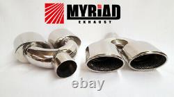 Mercedes AMG Golf R Exhaust Tail pipe Twin Exit Dual Tips Quad Stainless Chrome