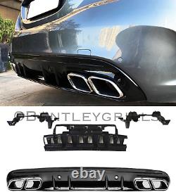 Mercedes C Class W205 Amg Complete Bumper Diffuser Chrome Exhaust Set C63 Look