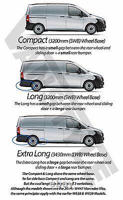 Mercedes Vito W447 Compact & Long 14+ Polished Stainless Steel Side Bars Chrome