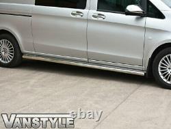 Mercedes Vito W447 Compact & Long 14+ Polished Stainless Steel Side Bars Chrome