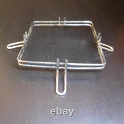 Metal Stainless Steel Square Art Deco Table Gray Chrome