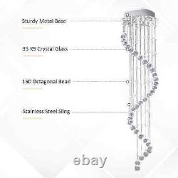 Modern Crystal Chandelier Ceiling Light Pendant Lamp Chrome Finish Glass Droplet