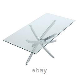 Modern Glass Coffee Table Chrome Stainless Steel Tempered Glass Living Room