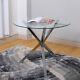 Modern Glass Dining Table Bistro Coffee Tables Round Stainless Steel Chrome Legs