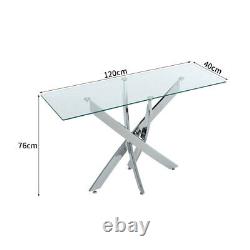 Modern Glass Glossy Stainless Stell Coffee Dining Table Side End Tables Chrome
