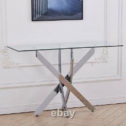 Modern Glass Glossy Stainless Stell Coffee Dining Table Side End Tables Chrome