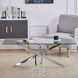 Modern Glass Glossy Stainless Stell Coffee Dining Table Side End Tables Chrome