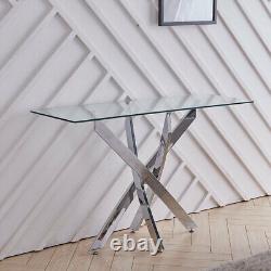 Modern Glass Glossy Stainless Stell Coffee Dining Table Side End Tables Chrome