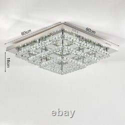 Modern Round/Square Ceiling Lights LED Crystal Pendant Living Room Chandelier UK