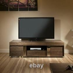 Modern TV Stand / Cabinet / Unit Large 1.6 mtr Elm Wood & Stainless