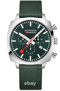 Mondaine Men's Watch Chronograph Grand Cushion Set Green 41 MM MSL. 41460. LF