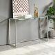 Monza Glass Console Hall Table With Chrome Stainless Steel Frame Ay51-chrome