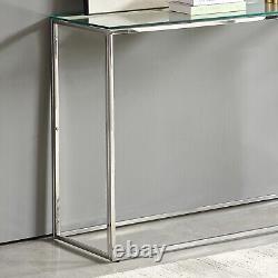 Monza Glass Console Hall Table with Chrome Stainless Steel Frame AY51-CHROME