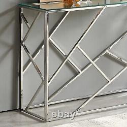 Monza Luxe Console Hall Table with Chrome Stainless Steel Frame AY52-CHROME