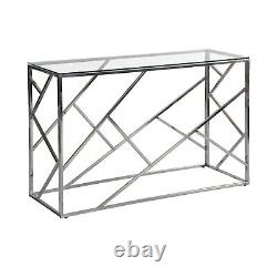 Monza Luxe Console Hall Table with Chrome Stainless Steel Frame AY52-CHROME