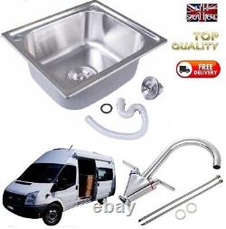 Motorhome Stainless Steel Camper Sink Chrome Taps Waste Plumbing Kit SELF BUILD