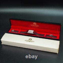 NOS BOXED TOP MINT AUREOLE SW-237 Silver Tank Shape Swiss Men Quartz Watch