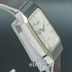 NOS BOXED TOP MINT AUREOLE SW-237 Silver Tank Shape Swiss Men Quartz Watch