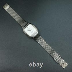 NOS BOXED TOP MINT AUREOLE SW-237 Silver Tank Shape Swiss Men Quartz Watch