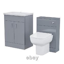 Nayuna 600 Light Grey Freestanding Basin Vanity, WC & BTW Toilet Set Flat Pack