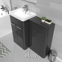 Nes Home Anthracite 1000mm Freestanding Cabinet Ceramic Basin & WC Unit