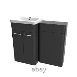 Nes Home Anthracite 1000mm Freestanding Cabinet Ceramic Basin & WC Unit