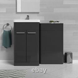 Nes Home Anthracite 1000mm Freestanding Cabinet Ceramic Basin & WC Unit