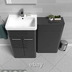 Nes Home Anthracite 1000mm Freestanding Cabinet Ceramic Basin & WC Unit