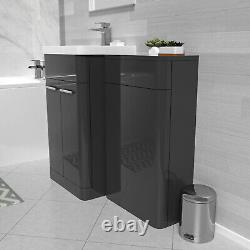 Nes Home Anthracite 1000mm Freestanding Cabinet Ceramic Basin & WC Unit