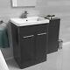 Nes Home Anthracite 600mm Freestanding Cabinet, Ceramic Basin & Wc Unit